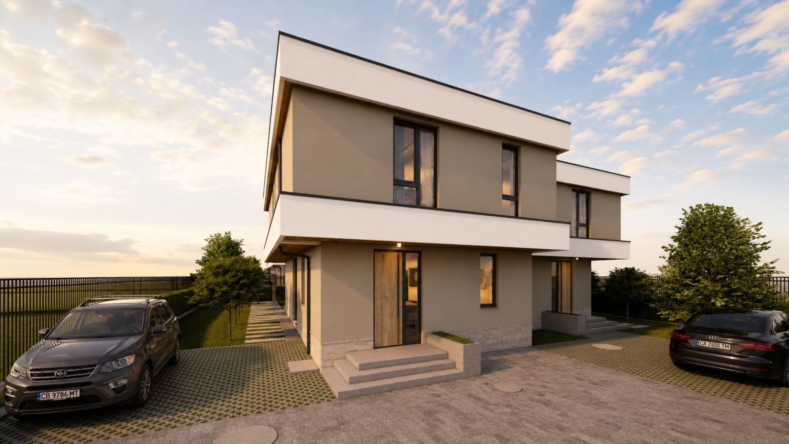 A house in Astris Hills at sunset